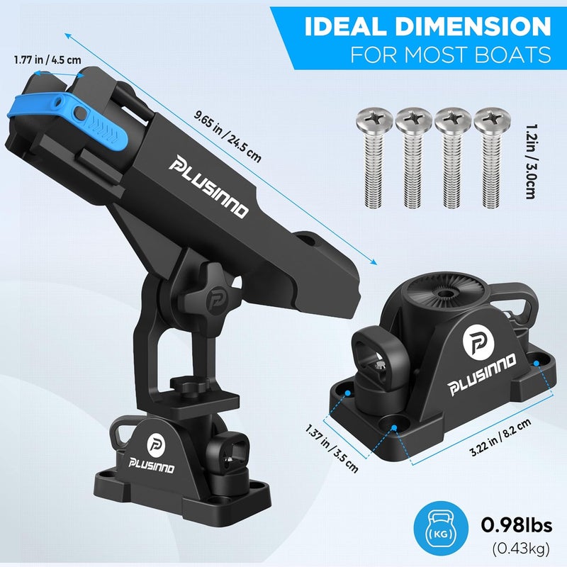 PLUSINNO 2 in 1 Fishing Rod Holders for Boat, Kayak Fishing Rod Holder, Fishing Pole Holders for Track Mount / Deck Mount, Fishing Gear with Fishing Rod Protective Strap, Fishing Accessories & Gifts - Image 4